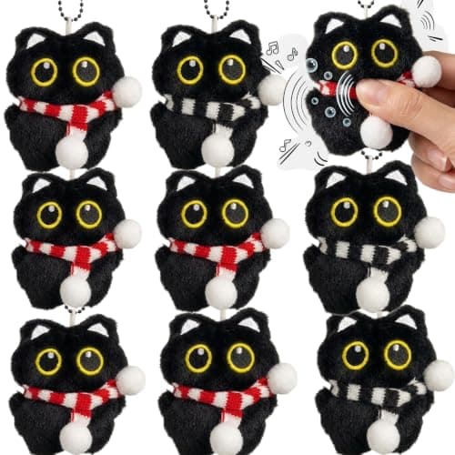 9-PACK Black Cat Plush Keychains Kawaii Keychain Bulk Purse Charm,Bag Charms,Cute Stuffed Cat Bulk for Birthday Carival Prizes,Goodies Bags Party Favors Classroom Prizes - Image 1