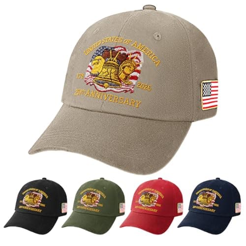 Teefolio 250th Anniversary USA Hat – Eagle & Liberty 250 Year American Anniversary Patriotic Hat, Commemorative American Heritage Cap(Khaki Bald Eagle) - Image 1