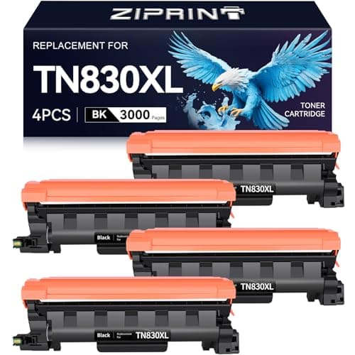ZIPRINT TN830XL Toner 4 Pack(with chip) Compatible Replacement for Brother tn830 tn 830xl tn830/xl/v tn 830 Toner for HL-L2460DW HL-L2405W DCP-L2640DW MFC-L2820DW MFC-L2900DW HL-L2480DW Printer - Image 1