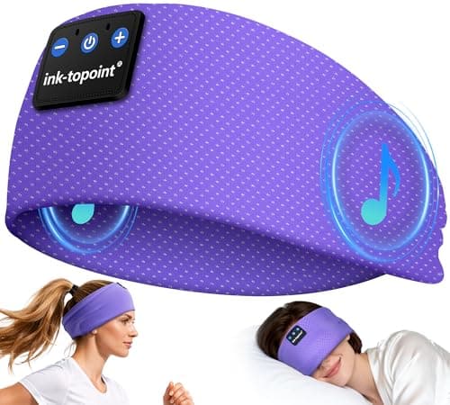 ink-topoint Sleep Headphones Bluetooth 5.4 Headband, 2 in 1 Sleep Mask with Bluetooth Headphones, Wireless Headband Earphones with Ultra-Thin HD Stereo Speaker, Music Headband for Running Workout Yoga