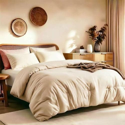 Quataly Queen Comforter Set Linen,3PCS Soft Lightweight Breathable Bedding Comforter for All Season, Queen Size(90''×90'' Comforter & 2 Pillowcases) - Image 1