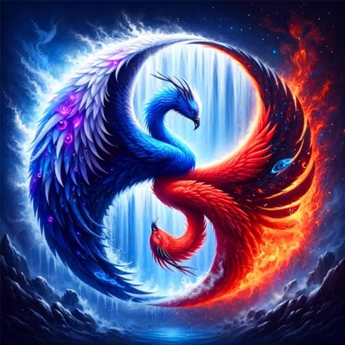 ijbnhd DIY Bird Diamond Painting Kits for Adults-Taichi Phoenix 5D Diamond Art Kits for Beginners, Full Drill Diamond Craft Kits for Home Wall Art Decor Gifts 14X14IN - Image 1