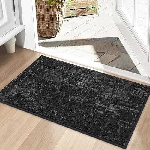 BEQHAUSE Dirt Trapper Door Mat 20" x 32", Non-Slip Doormats Washable Entryway Rugs, Stain Resistant Dog Door Mats Absorbent Welcome Floor Mat for Front Back Door, Mud Wet Shoes & Paws, Black - Image 1