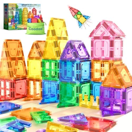 Coodoo Kids Toys Magnetic Tiles Starter Set Classroom Must Haves, Magnetic Blocks for Toddlers Magnet Building Toys Preschool Montessori Learning Games for 3+ Year Old Boys & Girls - Image 1