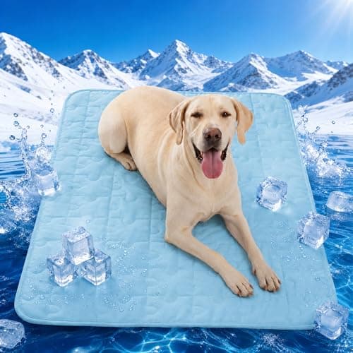 Petmorning Cooling Dog Mat for Crate, Breathable 3D Mesh Pet Bed with Moisture Wicking Core, Anti-Slip Washable Kennel Pad with Puzzle Pattern (Blue, XX-Large)