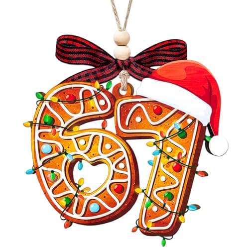 67 Ornament, 6 7 Christmas Ornaments 2026, Funny Christmas Ornament, Wood Gingerbread 67 Meme Ornaments for Kids, 6 7 Gifts - Image 1