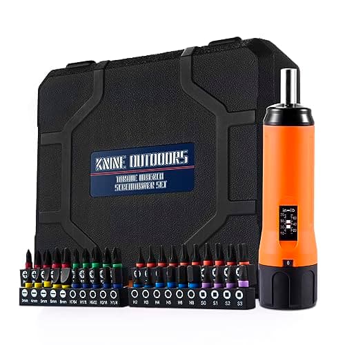 KNINE OUTDOORS Torque Screwdriver Wrench Driver Set 10-70 Inch Pounds lbs for Maintenance with T-bar Handle, 40 Hex Bits, 1/4" Socket, Shaft Extension, For Tools, Bike Repairing and Mounting (Orange) - Image 1