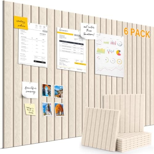 Large Felt Bulletin Board,36" x 24" 6 Pack Cork Board Alternative for Walls,Felt Wall Tiles for Office & Home Decor,Pin Board with 15 Pcs Pushpins and 40 Adhesive Tabs-Camel - Image 1