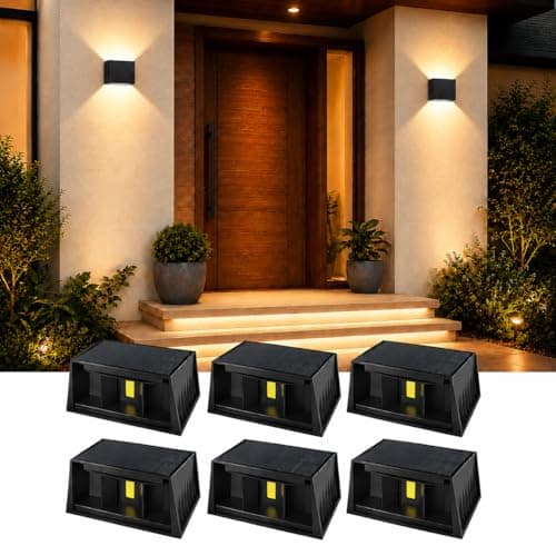 CORESLUX Solar Fence Lights Outdoor, Up and Down Outdoor Wall Lights, IP65 Waterproof Solar Fence Lights, Warm Outdoor Solar Lights for Backyard/Railing/Wall/Step/Patio, 6PCS - Image 1
