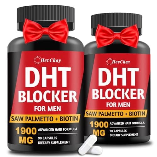 DHT Blocker for Men | Extra Strength Saw Palmetto & Biotin Hair Growth Supplement - Hair Growth Vitamins - Hair Regrowth - Natural Hair Loss Supplements for Men - Proprietary Herbal Blends,2 Pack