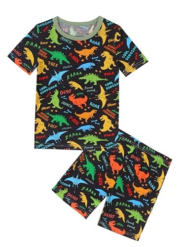 Joonberry Toddler Kids Soft Bamboo Viscose Short Sleeve Top and Pants Cloth Set–2-Piece 2-8Y Boys Girls Outfit(Colorful Dinosaur,2Y - Image 1