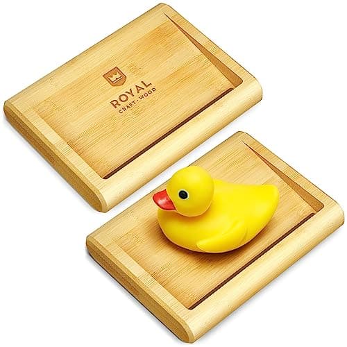 Royal Craft Wood Bamboo soap Dish, Bathroom and Shower soap Holder, Self draining Kitchen soap Tray