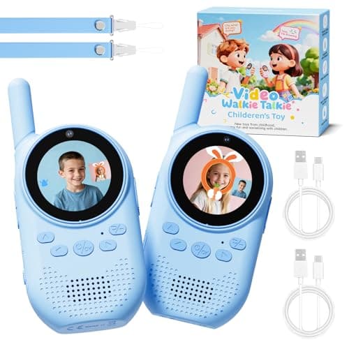 HEWEIMEI Video Walkie Talkies for Kids, Rechargeable Kids Walkie Talkies with Screen Display & Voice Changer, Outdoor Toys for 3-12 Years Boys Girls Birthday Christmas (Bule/Bule) - Image 1