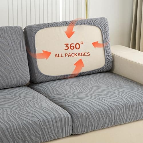 UWWGKK Stretch Couch Cover for Sectional Sofa - Multiple Patterns & Colors,Sofa Cover Design for Backrest,Light Grey SBW Backrest Cushion(1 Pcs) - Image 1