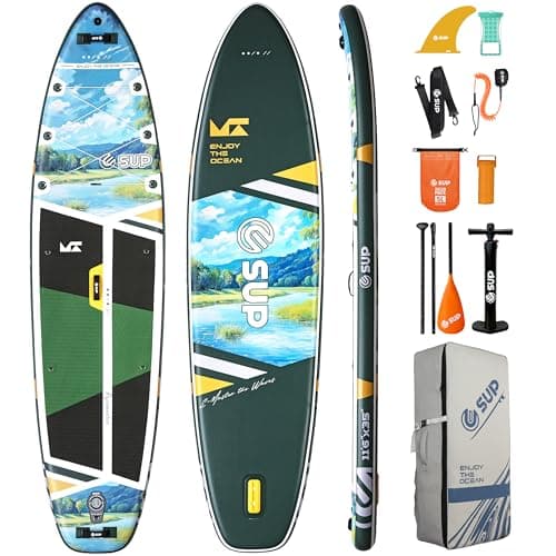 ESUP 11’6 ×34" Wide Inflatable Paddle Board with SUP Accessories, Extra Stable Stand Up Paddleboard for 2+1 Persons/Family/Beginner/Yoga, w/Shoulder Strap All-Round Sup Paddle Boarding (Greenery) - Image 1