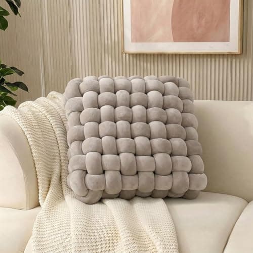 Jaysydd Knot Throw Pillows Square Grey Throw Pillows Soft Accent Pillows Decoration Cushion for Couch Home Office Living Room Bedroom Bed Sofa Decor 15.7"