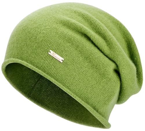 HAMUNI Wool Slouchy Beanie for Women,Soft Warm Beanies Hats- Lightweight & Breathable Skull Beanies Cap for Spring,Fall, Winter Green
