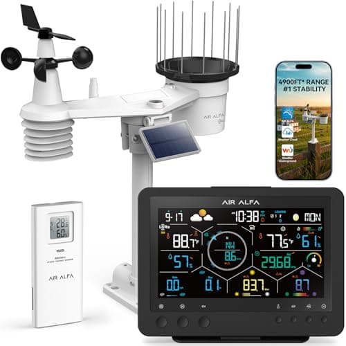 AIR ALFA LoRa Wireless Weather Station Indoor Outdoor, 4900FT Long Range Smart Weather Station with 7-in-1 Solar Sensor, Rain Gauge, Wind Speed, UV & Light, App Support for Home, Garden, Farm - Image 1