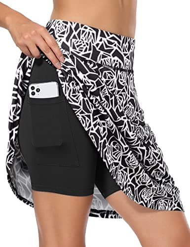 Fulbelle Skorts Skirts for Women with Pockets, 20" Golf Tennis Skorts Skirts Hiking Running Pickleball Skort White Rose Large - Image 1
