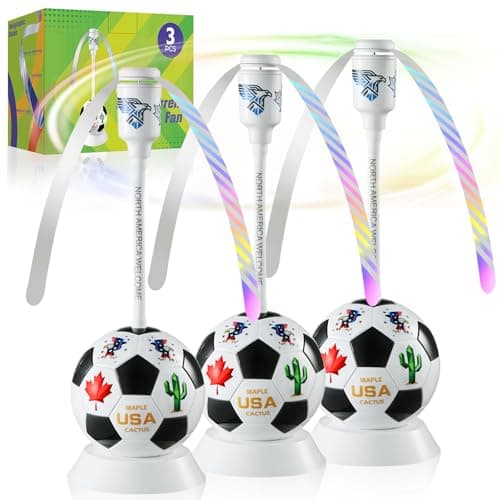 chemotex Soccer Theme Fly Fans for Tables, Table Top Fly Spinner to Keep Flies Away from Food, Outdoor Fly Repellent Fan for World Cup Party Decorations, Birthday Party Decor, BBQ (3) - Image 1
