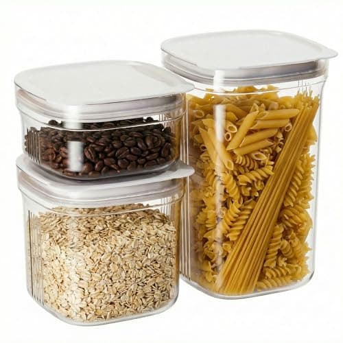 LavStow Airtight Food Storage Containers with Lids, 4 Pcs Set BPA Free Clear Kitchen Pantry Organization Canisters for Herbs, Coffee, Tea - Keeps Food Fresh & Dry (Transparent - 3pcs) - Image 1