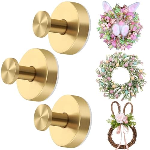 Hoiuter 3Pcs Suction Cup Wreath Hangers, 2026 Upgraded Suction Cup Hooks Wreath Hangers for Front Door Glass Doors Windows, No Drill Suction Cup Hooks for Shower Kitchen Mirror Loofah Towel (3, Gold) - Image 1
