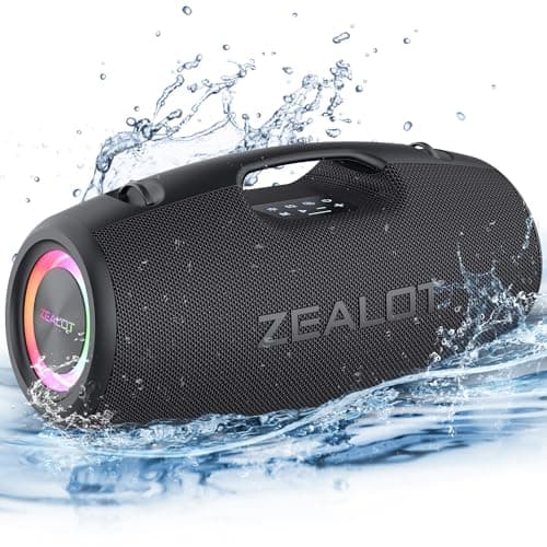 ZEALOT Portable Speakers Bluetooth Wireless, 120W Loud Waterproof Outdoor Speaker with Bass, Subwoofer, 40H Playtime, IP67, EQ, BT 5.3, LED Lights, for Camping Beach Party (Black) - Image 1