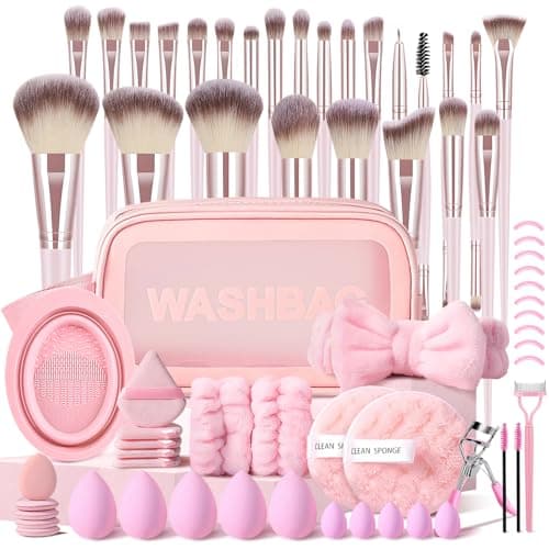 KUORYZAL Pink Makeup Brushes Set Professional 66Pcs with Case Premium Synthetic for Foundation Concealer Blush Eyeshadow Powder Contour Makeup Brush Kit Face Eye Make up Brushes & Tools