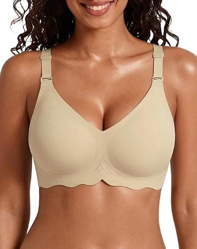 Avidlove Seamless Bras for Women Full Coverage Bralette Support No Underwire Everyday Bra Wheat S - Image 1