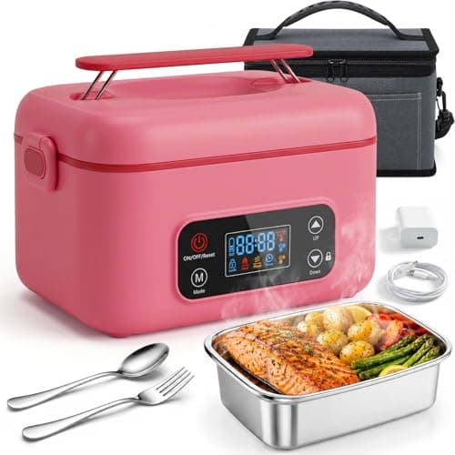 MISS BIG Electric Lunch Box for Women, Cordless Heated Lunch Box, Pink - Image 1