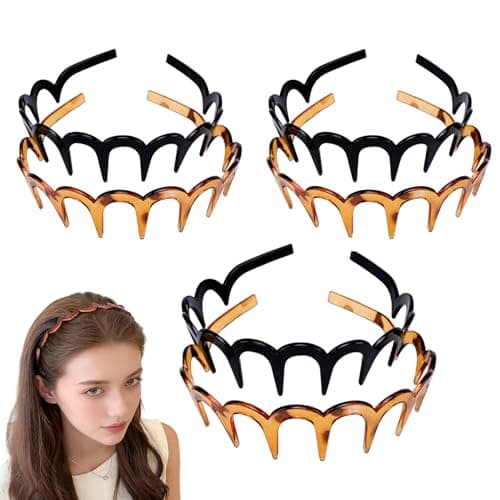 LYNRUI 6Pcs U Shape Fashion Tooth Hair Comb Headband,High Cranium Headbands for Women's Hair, Reversible Korean Headbands with Teeth (Mix 6Pcs, M) - Image 1