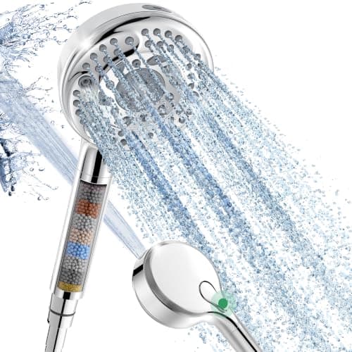 SunCleanse Filtered Shower Head with Handheld, 9-Spray Setting Detachable Showerhead with Filters, Shower Head for Hard Water - Filtered Chlorine, Improve Skin and Hair Texture, Chrome - Image 1