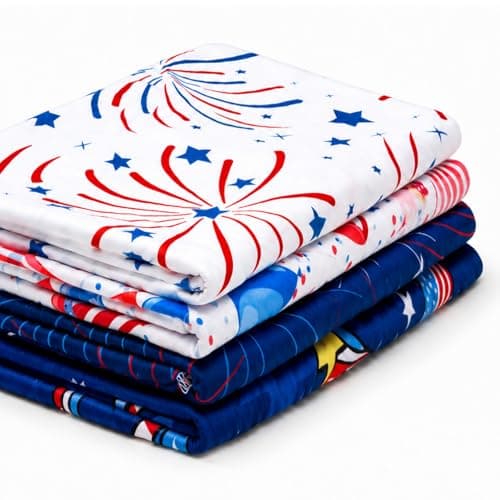littogoose Premium Swaddle Blankets for Baby, 4 Pack Soft Lightweight 47" x 47" Receiving Blankets for Newborn, Breathable Baby Blankets, Patriotic 4th of July Baby Essentials(Fireworks) - Image 1
