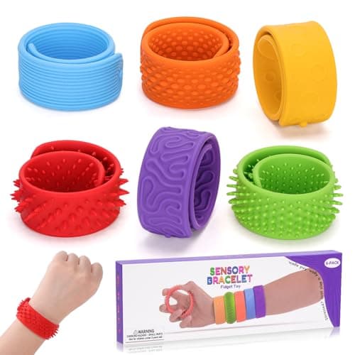 HOMQYTE 6 PCS Fidget Slap Bracelets Toys for Kids Adults Textured Silicone Bracelet Sensory Toys for Autism Anxiety ADHD Calm Down Corner (Multicolor 1, 6 Pcs) - Image 1