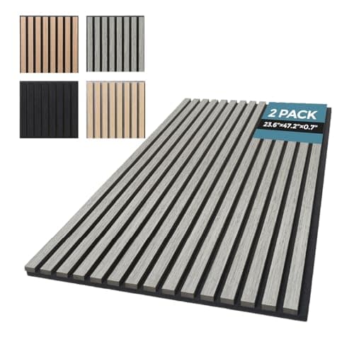 AKUMAX 2 Pack Acoustic Panels,Wood Slat for Wall and Ceiling-Art Acoustic Foam Panels 96x24Inches 3D Wall Panels High Density Sound Dampening Panels (Gray Oak, 2pcs-24in*48in) - Image 1