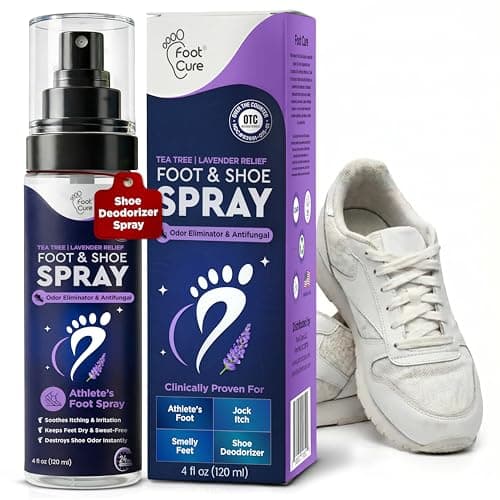 Foot Cure Shoe Deodorizer Spray - Tea Tree | Lavender Shoe Deodorizer for Smelly Feet, Athletes Foot Spray Odor Eliminator and Sweat Control | Removes, Controls & Prevents Odors - 120ml Made in USA - Image 1