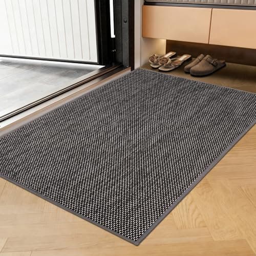 Indoor Door Mat 32"x48" - No Creases Entryway Mat, Low-Profile Dirt Trapper Front Door Mat for Inside Entrance, Non Slip Rubber Backing Inside Doormat for Entryway, Easy Clean Washable (Dark Gray) - Image 1