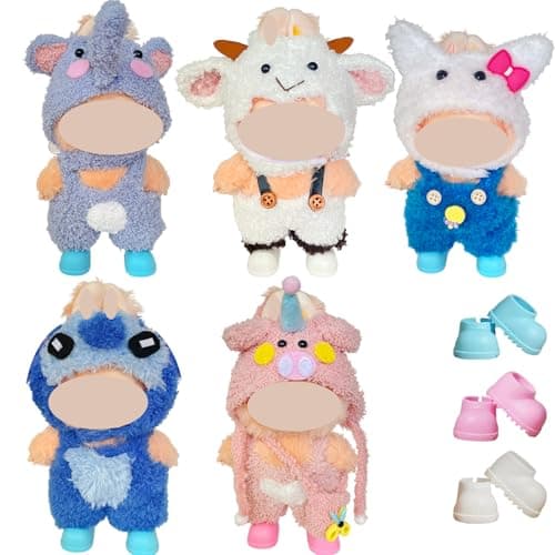 5 Sets Clothes for 17cm Dolls, Cute Animal Themed Outfits Doll Accessories for Dressing Up Decoration Gifts Collect Display(No Doll)
