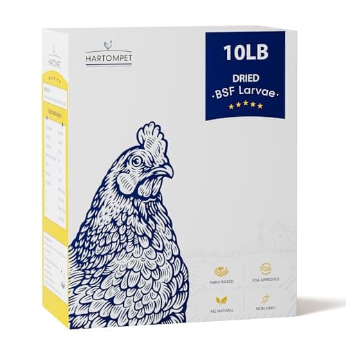 HARTOMPET Chicken Feed Dried Black Soldier Fly Larvae, 10LB Natural Poultry Treat, 85X Calcium vs Mealworms for Laying & Molting Hens, Nutrient-Rich Feed for Ducks & Wild Birds, Reptiles - Image 1