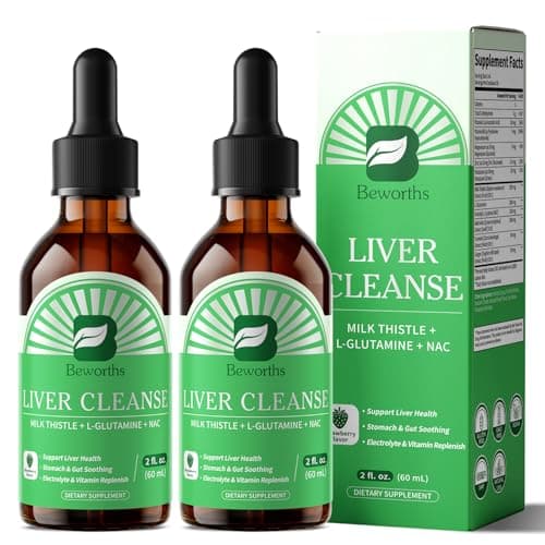 B BEWORTHS Liver Cleanse Detox & Repair - Liver Support Liquid Drops with Milk Thistle, L-Glutamine & NAC, Liver Support, Stomach & Gut Soothing, Electrolyte & Vitamin Replenish, Vegan, 4 Fl Oz - Image 1