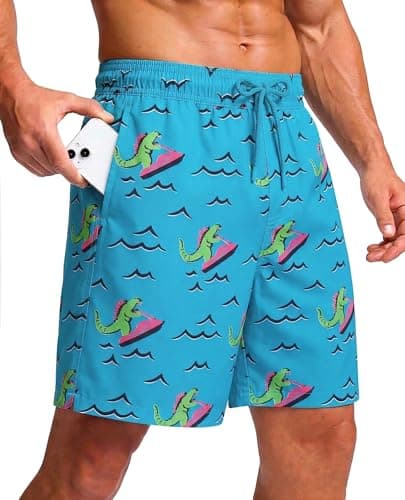 CoozySphere Mens Swimming Trunks Swim Trunks Quick Dry Swim Shorts with Mesh Lining Funny Swimwear Bathing Suits Board Shorts 7inch L - Image 1