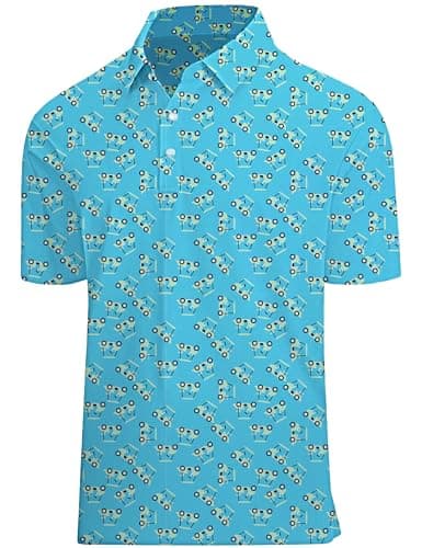 Actflare Mens Funny Golf Shirts Dry Fit Print Moisture Wicking Performance Short Sleeve Polo Shirt Green Car XXXL - Image 1