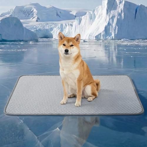 YQLKYMLO Dog Cooling Mat for Large Dogs, QMAX>0.4 Breathable Cool Pet Crate Pad with Chill Cold Fiber and Innovative Mesh Base Design, Portable Washable Kennel Mat for Summer, 40"×28",Pearl Grey - Image 1