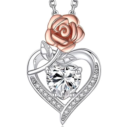 MomentWish Heart Necklace for Women, Jewelry Gifts for Her, D Color VVS1 Moissanite Necklace in 925 Sterling Silver, Infinity Pendent for Birthday Anniversary Mother's Day (8-Heart Cut) - Image 1