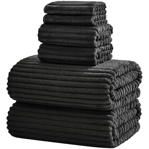 NALIVO 6-Piece Bath Towel Set(30"x60"), 2 Large Bath Towel Sheets, 2 Hand Towels and 2 Washcloths - Highly Absorbent Quick Dry Microfiber,Ultra Soft Towel Set for Bathroom (Black) - Image 1