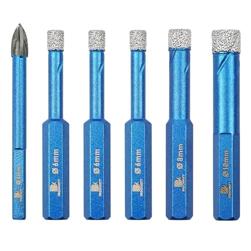 Diamond Drill Bit - BRSCHNITT 1/4 * 3、5/16、3/8+1/4Inch Masonry Drill Bits Set for Porcelain Tile Ceramic Stone Granite Marble,Hex Shank Diamond Hole Saw Drill Bit(6pcs/Pack) - Image 1