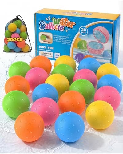 LADFAR 20Pcs Reusable Water Balloons for Kids & Family Outdoor Play – Quick Fill, Soft Silicone, Easy to Collect, No Magnets, Perfect for Yard, Pool Beach Games, Summer Water Toys - Image 1