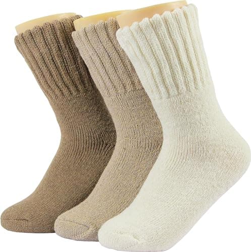Weweya Boot Socks Women Thermal Warm Sock Thick Winter Ankle Sock Solid Calf Socks Christmas Gift Dark Brown Light Brown Light Cream - Image 1