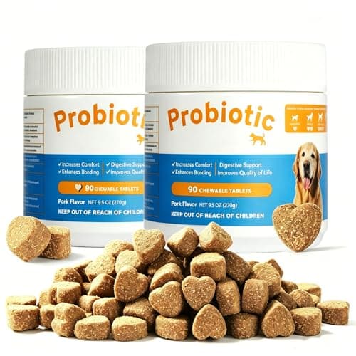 Dog Probiotic Chewable Tablets with Prebiotic & Digestive Enzymes, Daily Gut Supplement for All Breed Dogs, Pork Flavor 90 Count