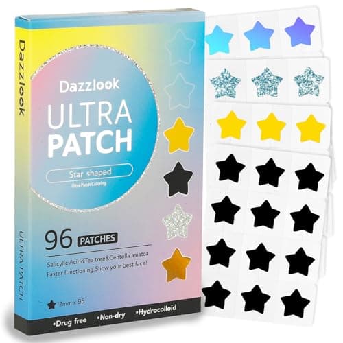 Dazzlook Star Shaped Pimple Patches with Salicylic Acid, Hydrocolloid Pimple Stickers for Blemish Care, Mix Colors, 96 Count, Fashion Blemishes Patches - Image 1